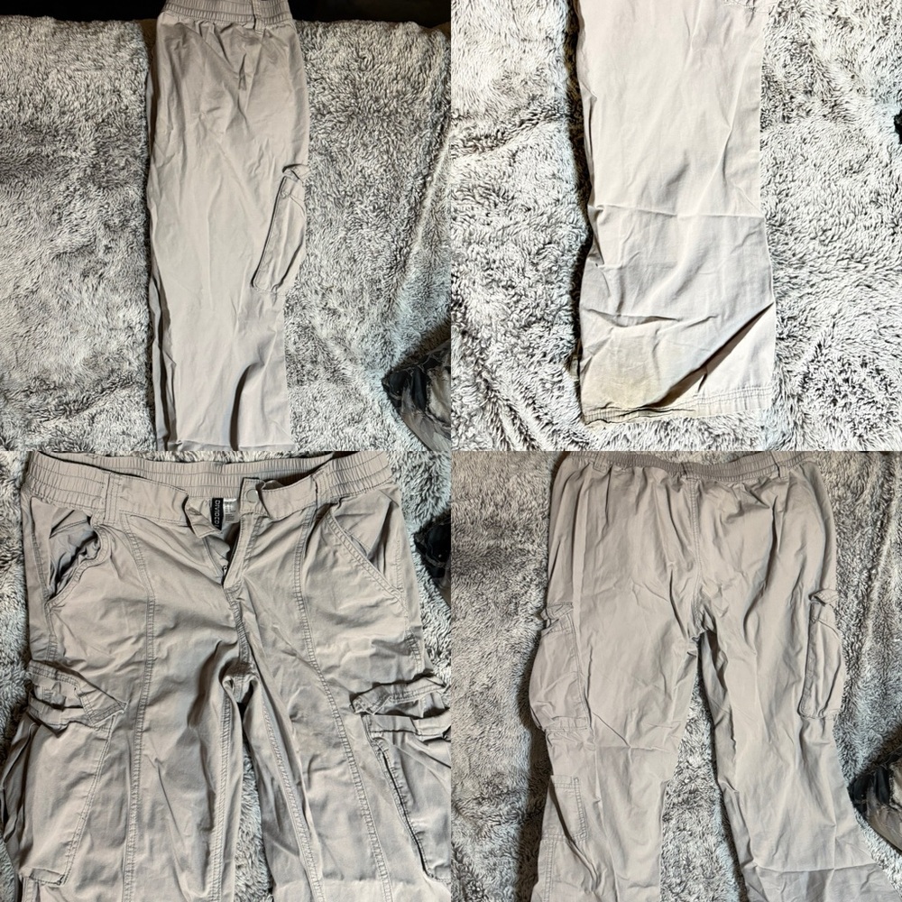 Divided Gray Cargo Pants Relaxed Fit Cotton Blend